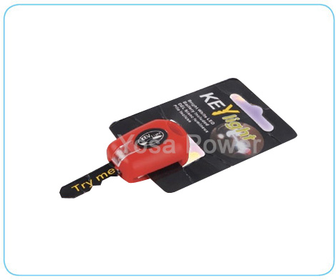 2 Super bright LED key shape plastic keychain torch