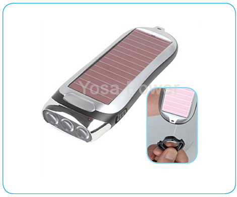 3 LED Plastic torch charged by sunlight and pulling string