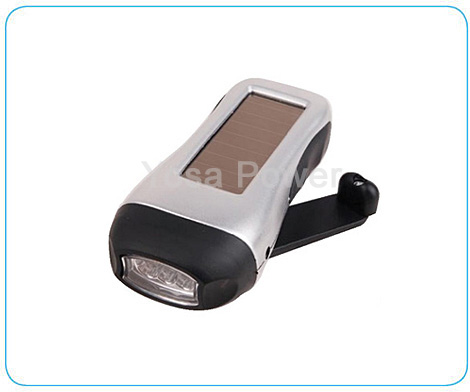 3 LED Dynamo rechargeable flashlight with solor energy