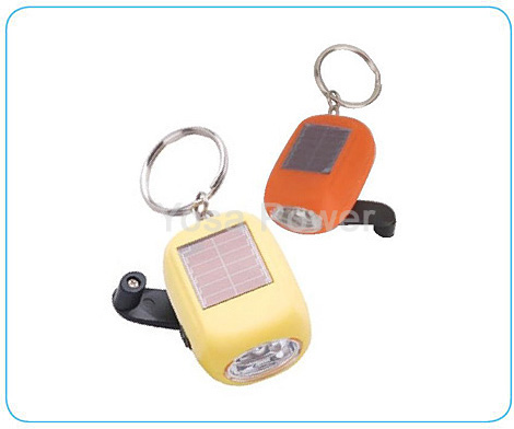 Dynamo 2 LED plastic keychain flashlight with solor energy