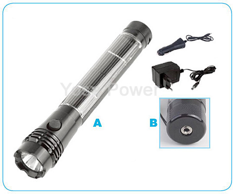 1 watt rechargeable aluminium spotlight with solar panel