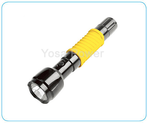2xD High-powered black aluminium torch with yellow rubber