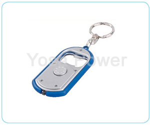 2*CR1220 promotional keychain plastic LED torch with bottle opener