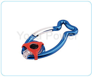 LED 2*CR1220 mini aluminium torch with climbing button carabiner